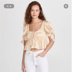 NWT Large WAYF Yellow Floral Terry Top